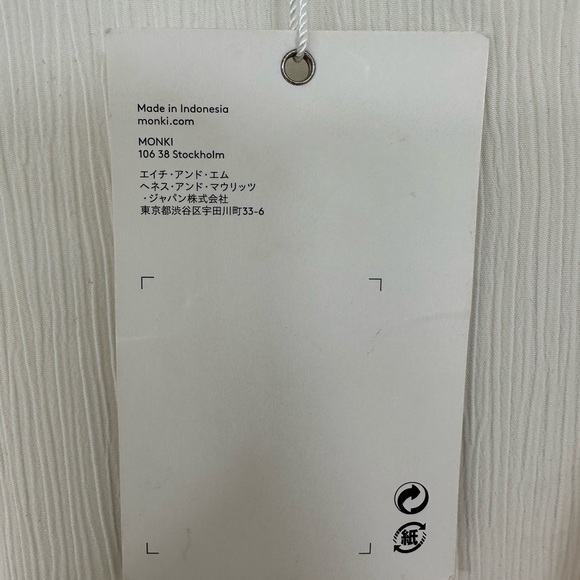 Monki Ivory Sheer Crinkle Swing Tank Sleeveless Blouse Button Shoulder Sz Large - Picture 12 of 15